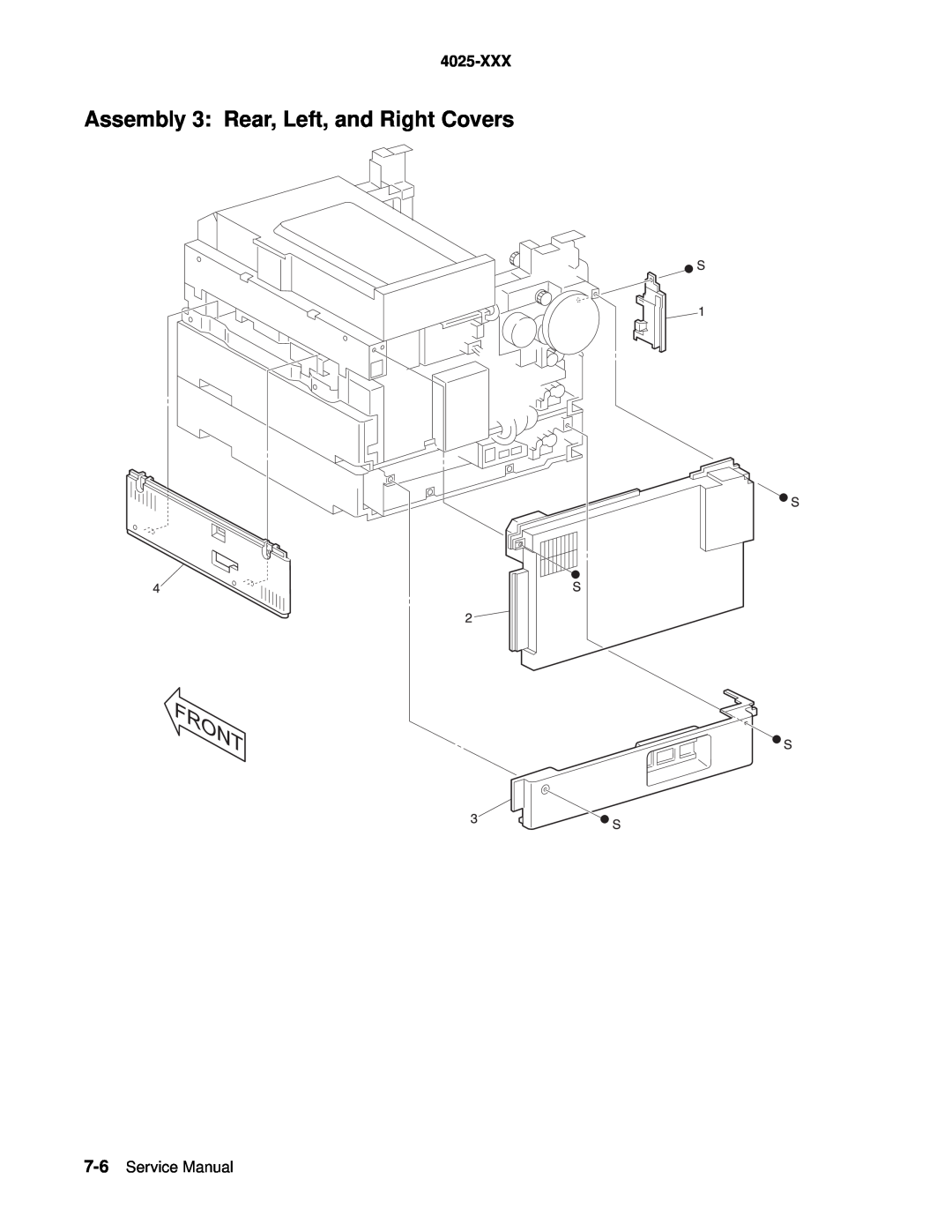 Lexmark W820 service manual Assembly 3: Rear, Left, and Right Covers, 4025-XXX 