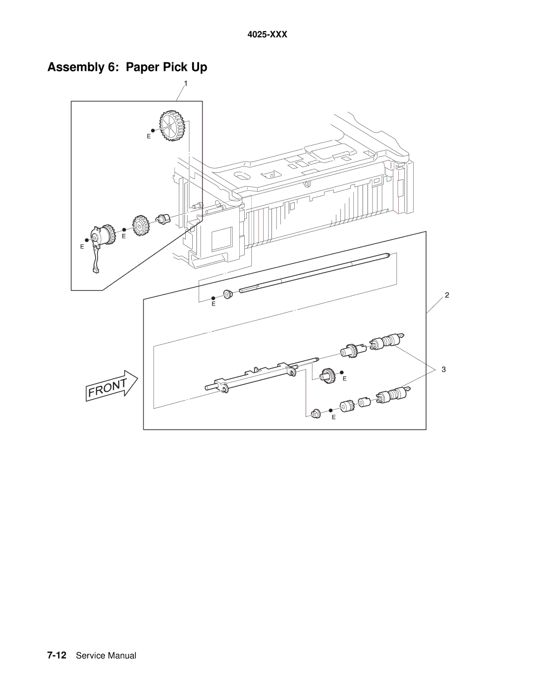 Lexmark W820 service manual Assembly 6 Paper Pick Up 