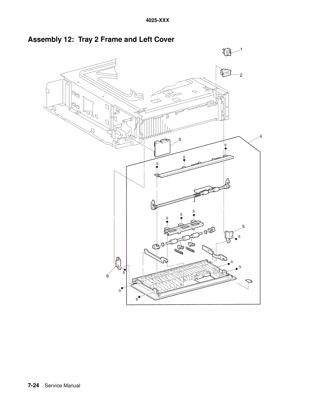 Lexmark W820 service manual Assembly 12 Tray 2 Frame and Left Cover 