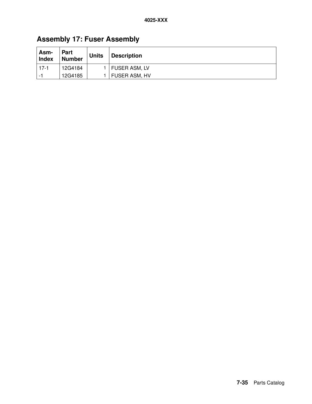 Lexmark W820 service manual Fuser ASM, LV 