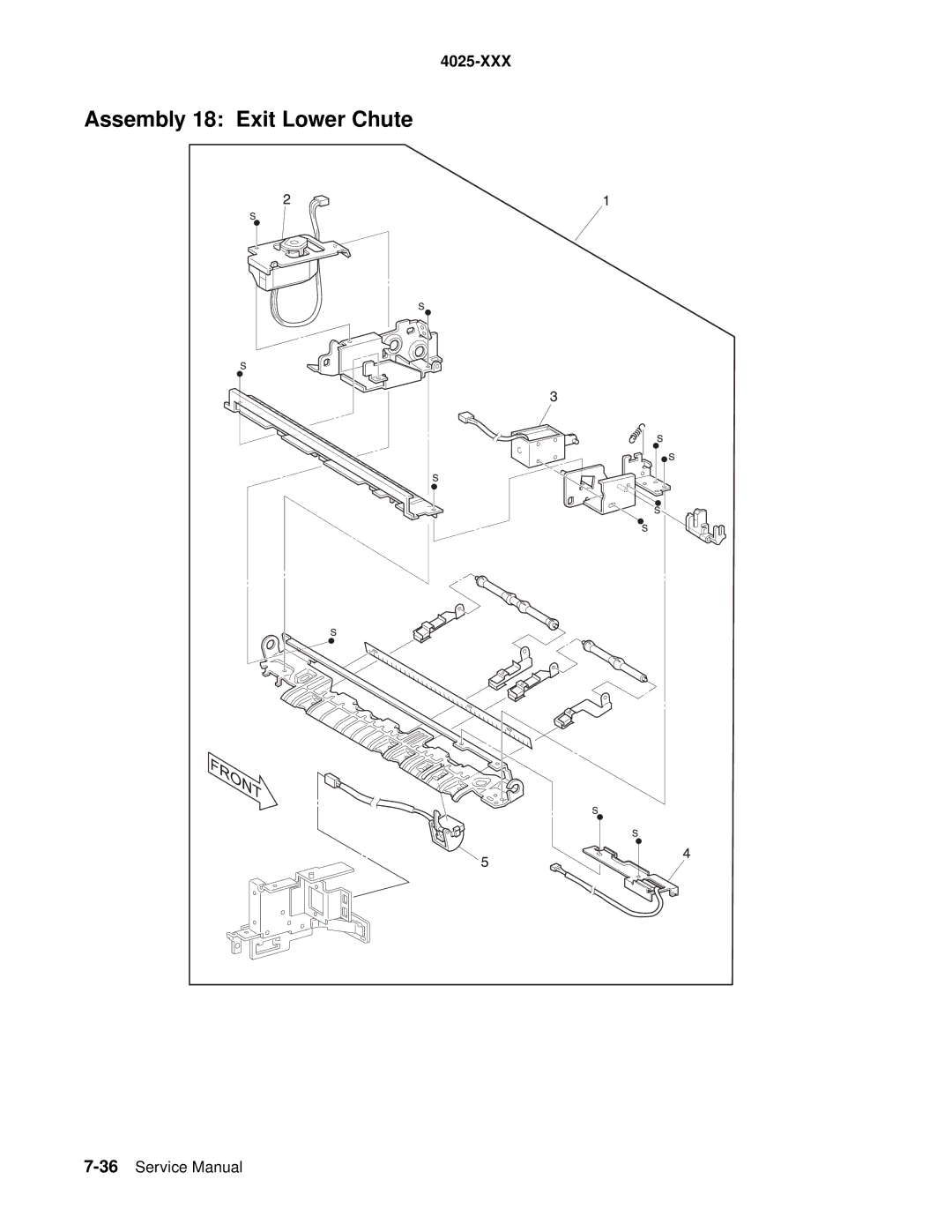 Lexmark W820 service manual Assembly 18 Exit Lower Chute 