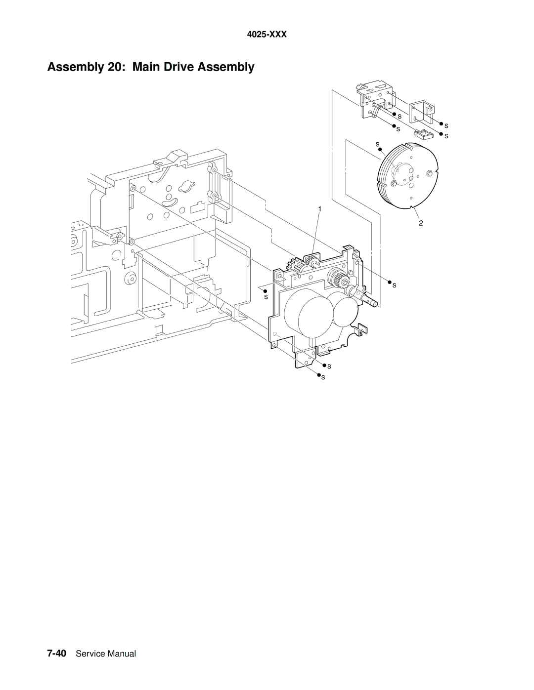 Lexmark W820 service manual Assembly 20 Main Drive Assembly 