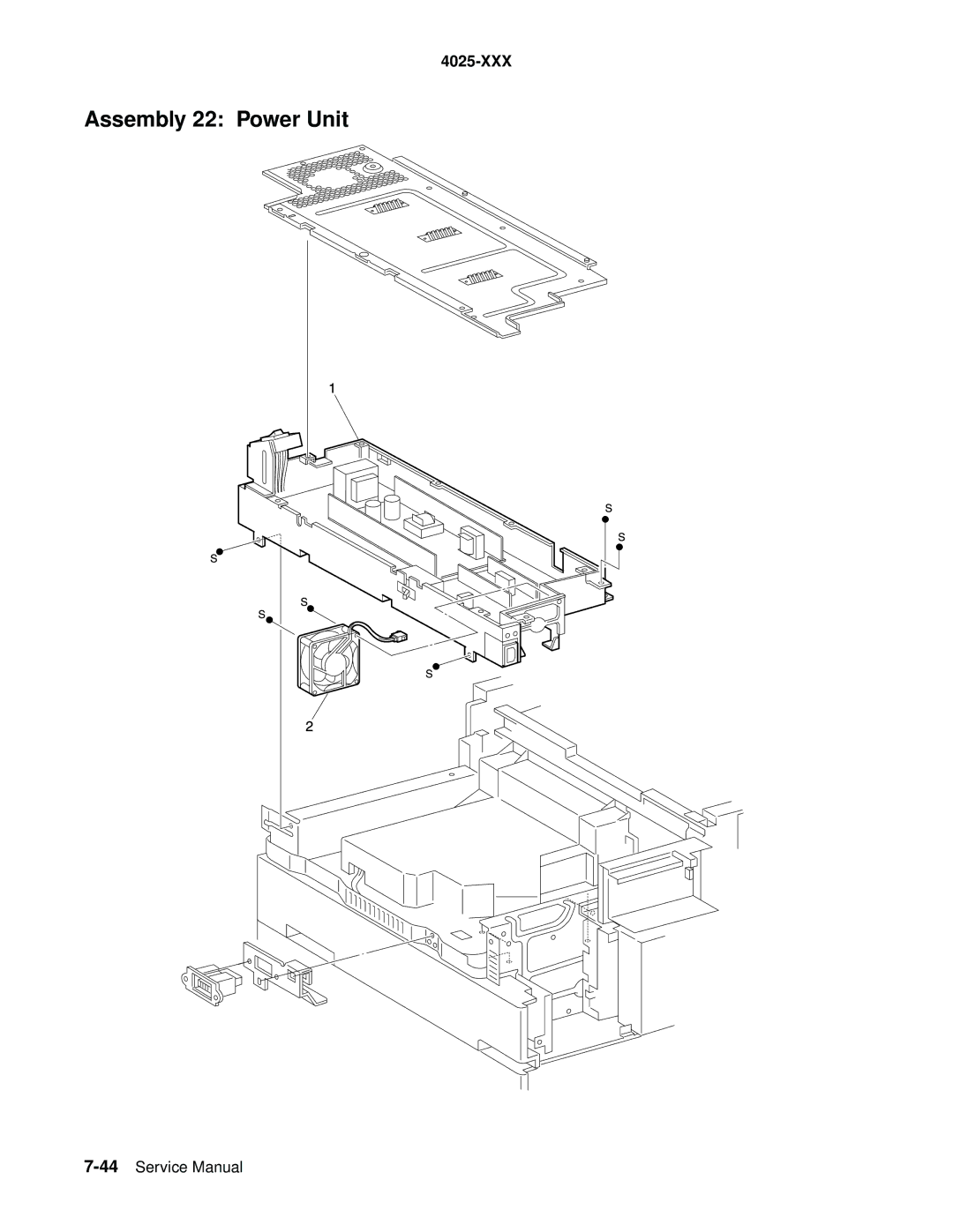 Lexmark W820 service manual Assembly 22 Power Unit 