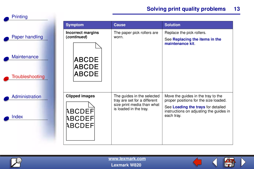 Lexmark W820 manual Clipped images 