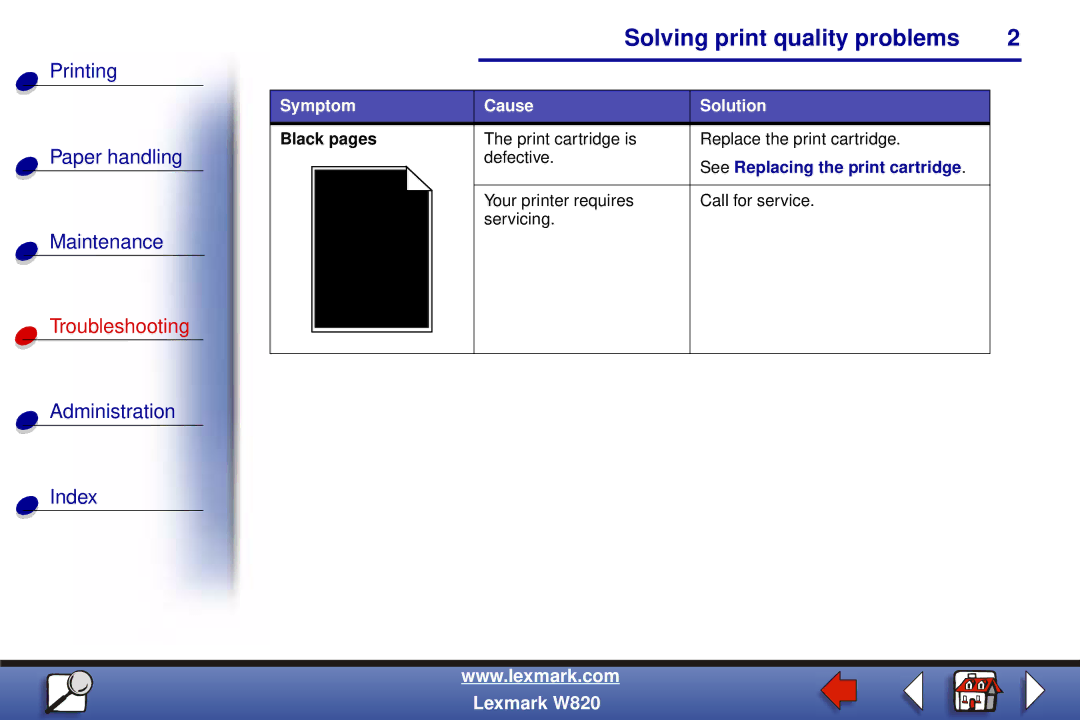 Lexmark W820 manual Black pages 