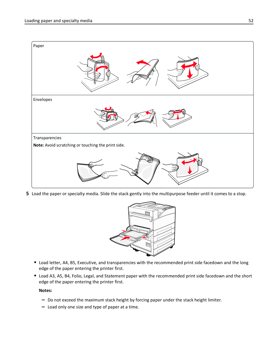 Lexmark W850 manual Paper Envelopes Transparencies 