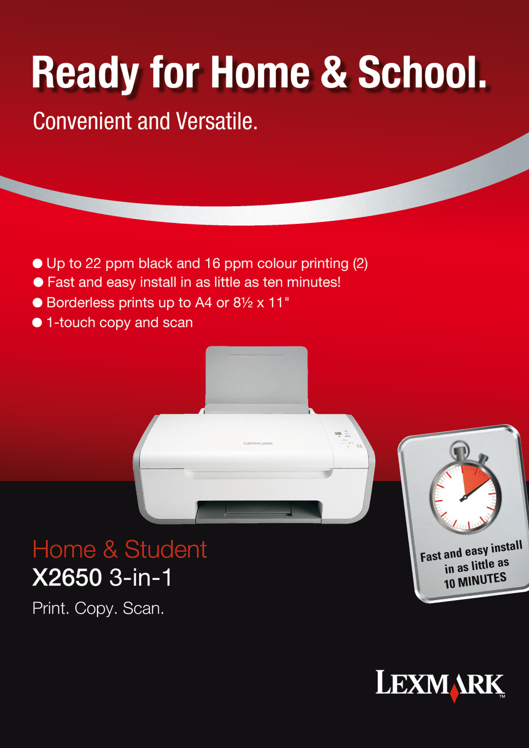 Lexmark X 2650 manual Ready for Home & School 