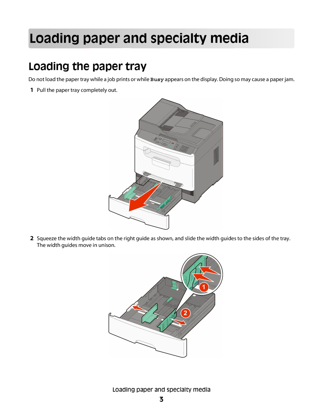 Lexmark X204N, X203N manual Loading paper and specialty media 