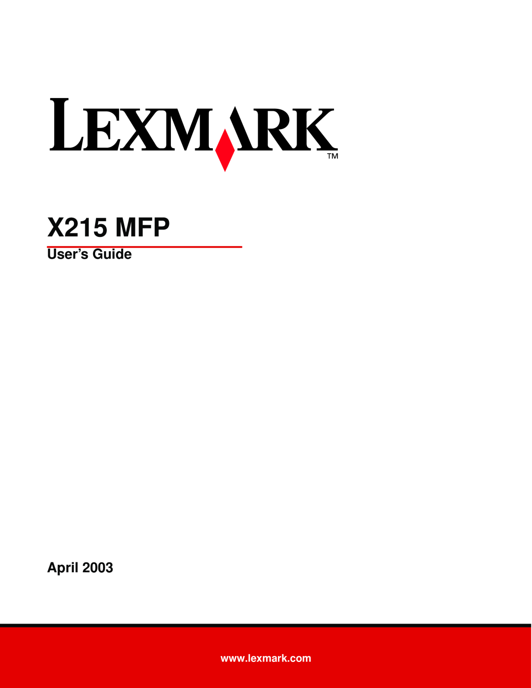 Lexmark X215 MFP manual User’s Guide April 