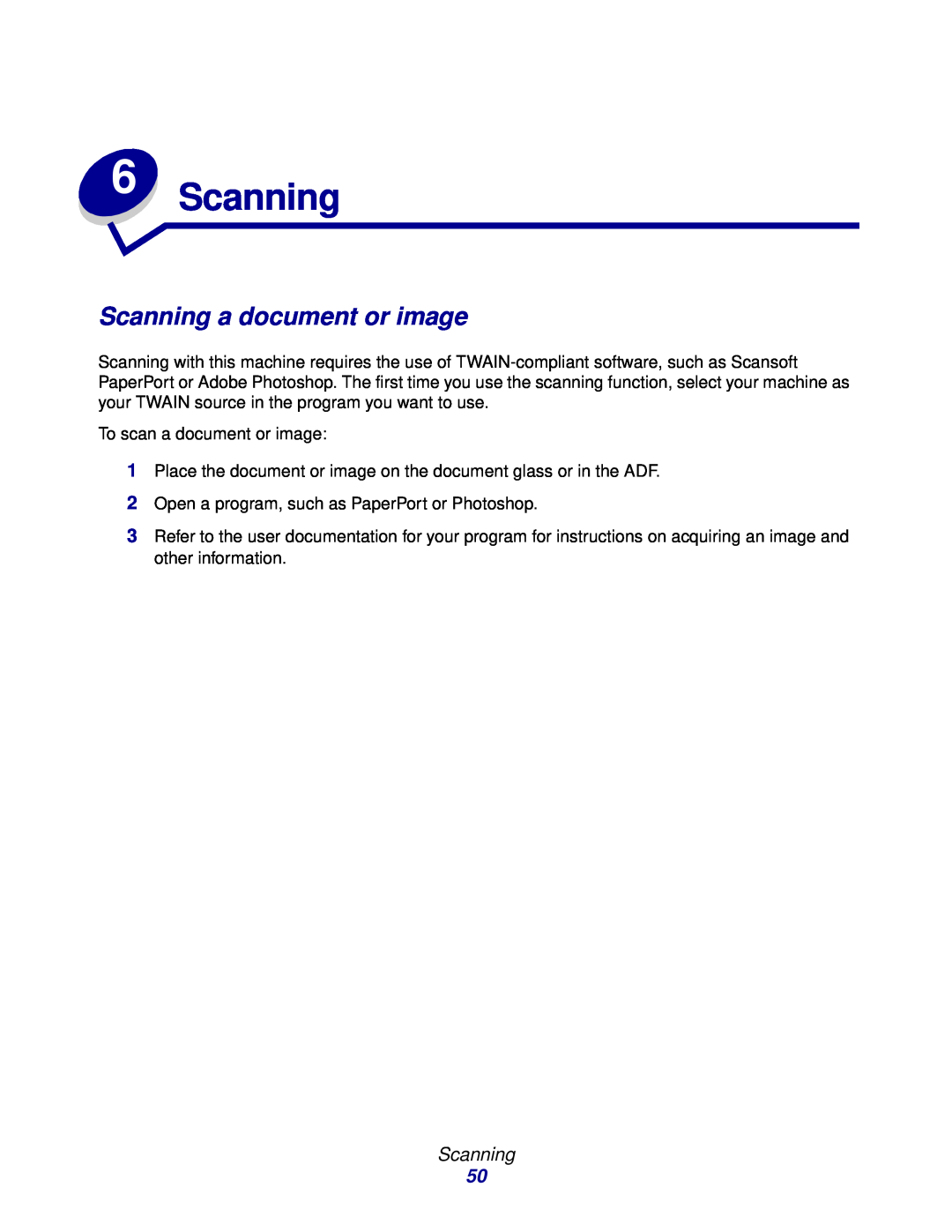 Lexmark X215 MFP manual Scanning a document or image 