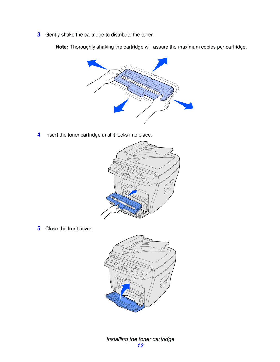 Lexmark X215 MFP manual Installing the toner cartridge 