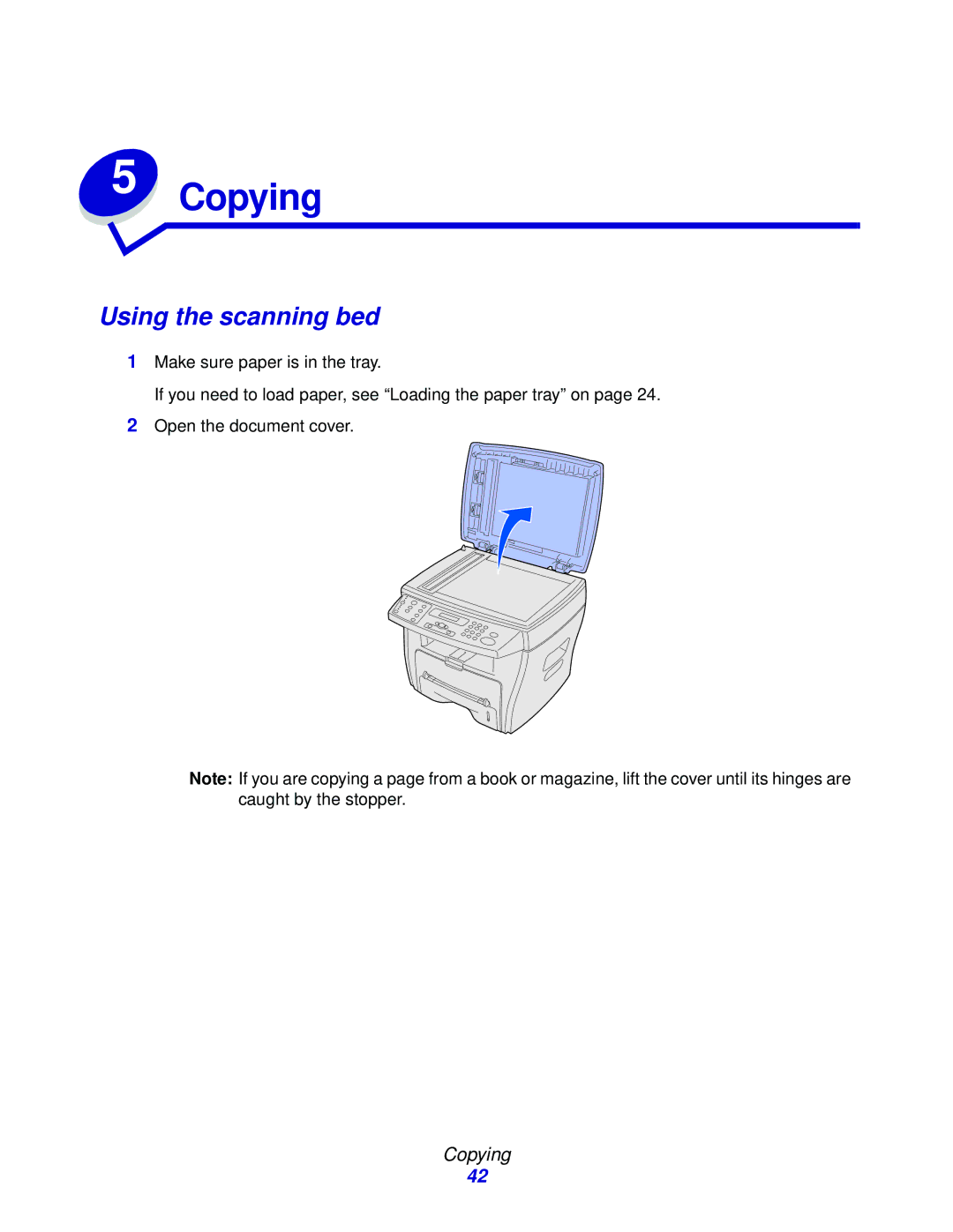 Lexmark X215 MFP manual Using the scanning bed, Copying 