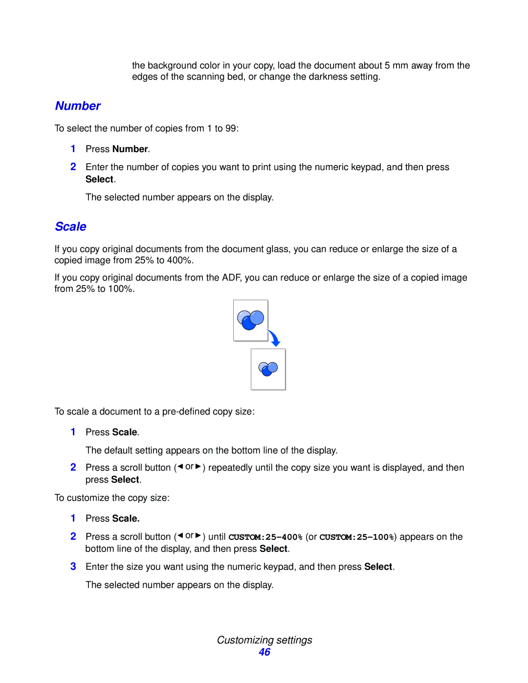 Lexmark X215 MFP manual Number, Scale 