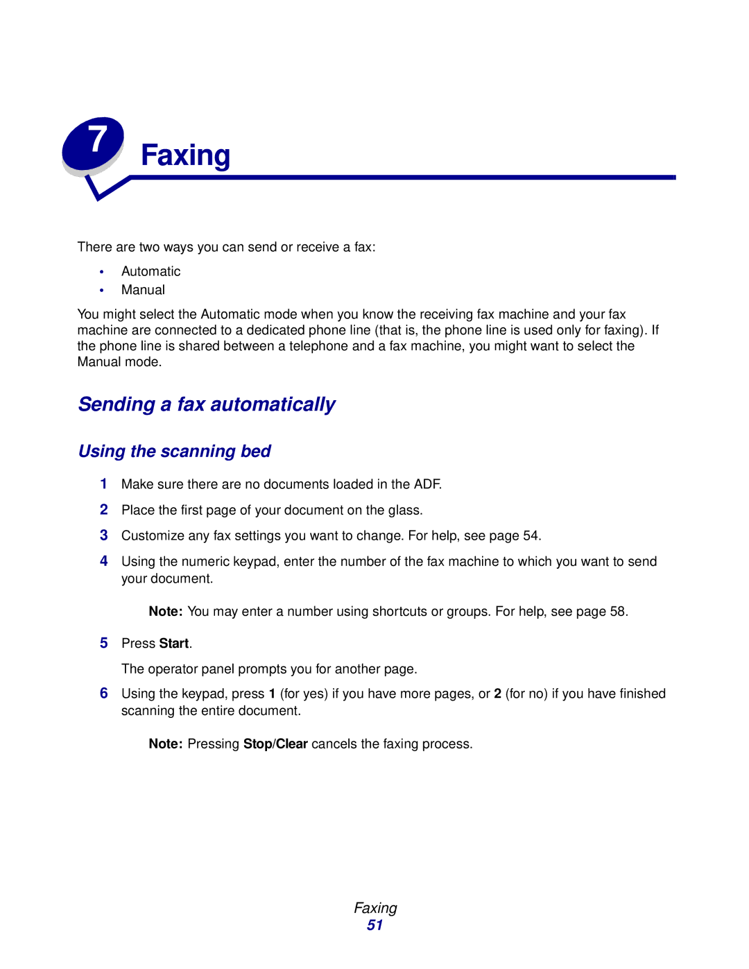 Lexmark X215 MFP manual Sending a fax automatically, Faxing 