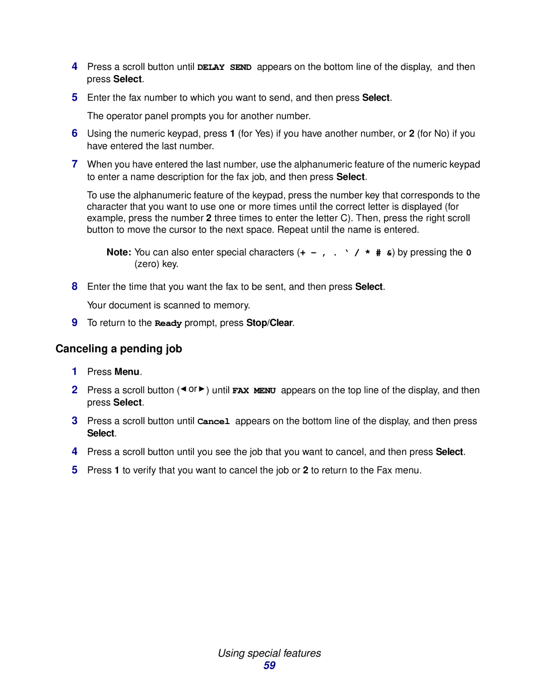 Lexmark X215 MFP manual Canceling a pending job 