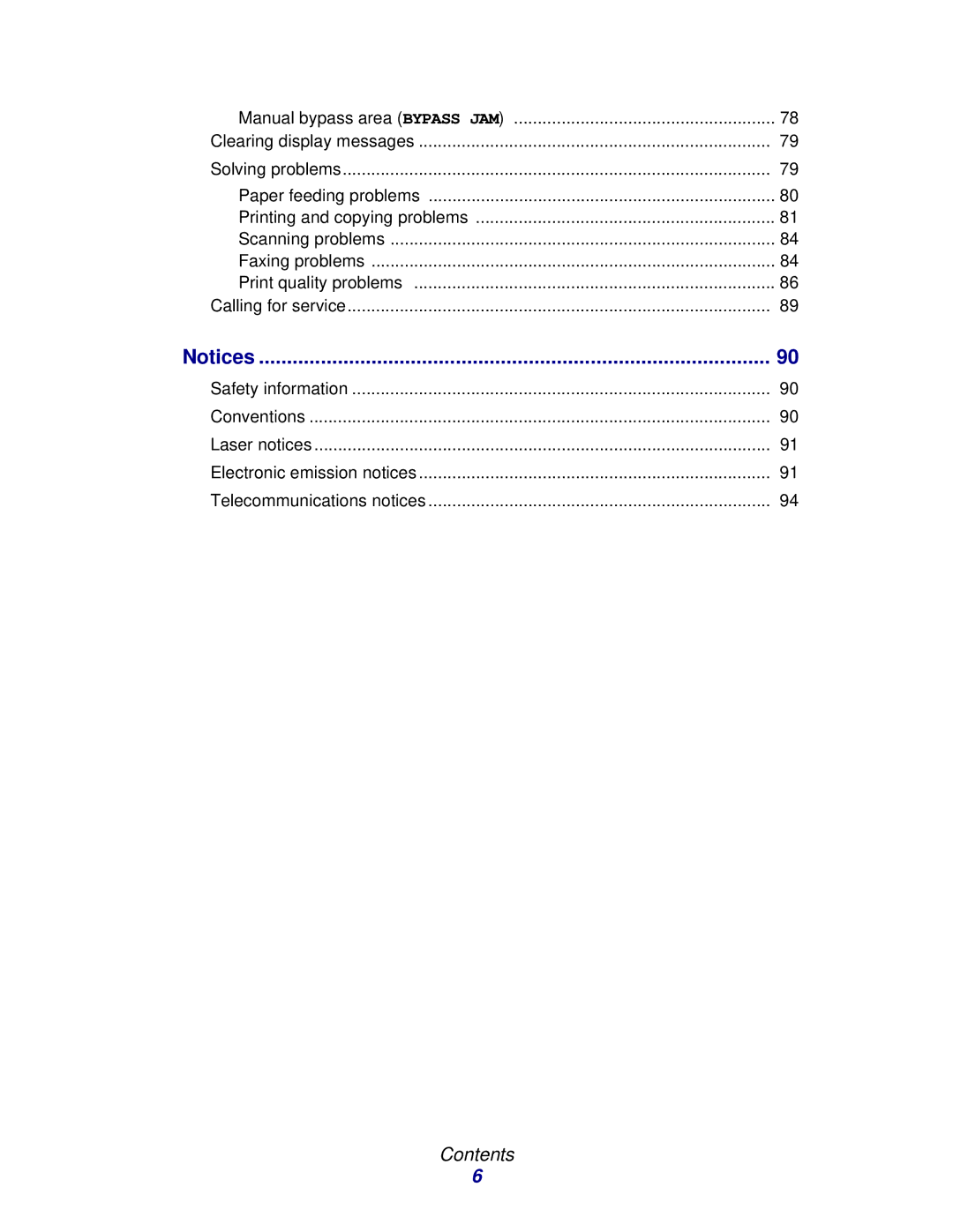 Lexmark X215 MFP manual Contents 