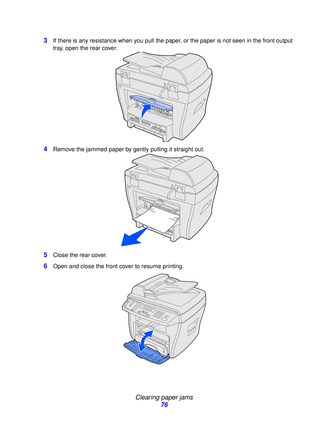 Lexmark X215 MFP manual Clearing paper jams 