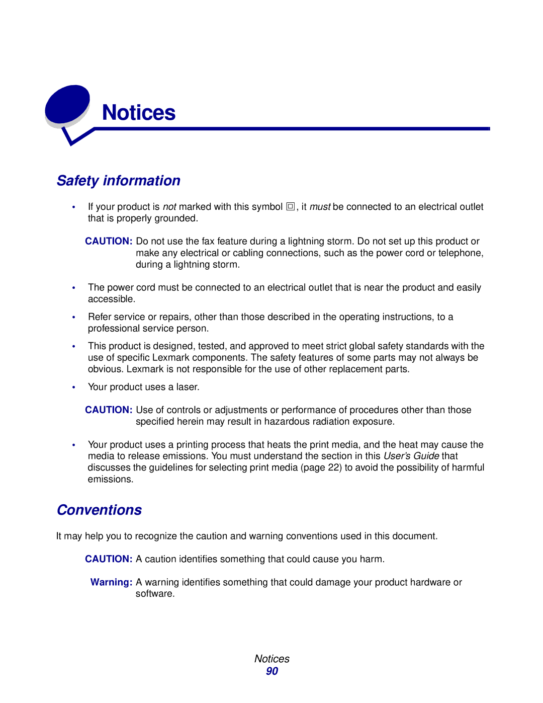 Lexmark X215 MFP manual Safety information, Conventions 