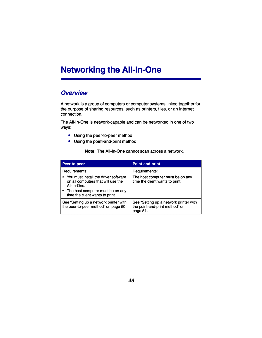 Lexmark X2300 Series manual Networking the All-In-One, Overview 