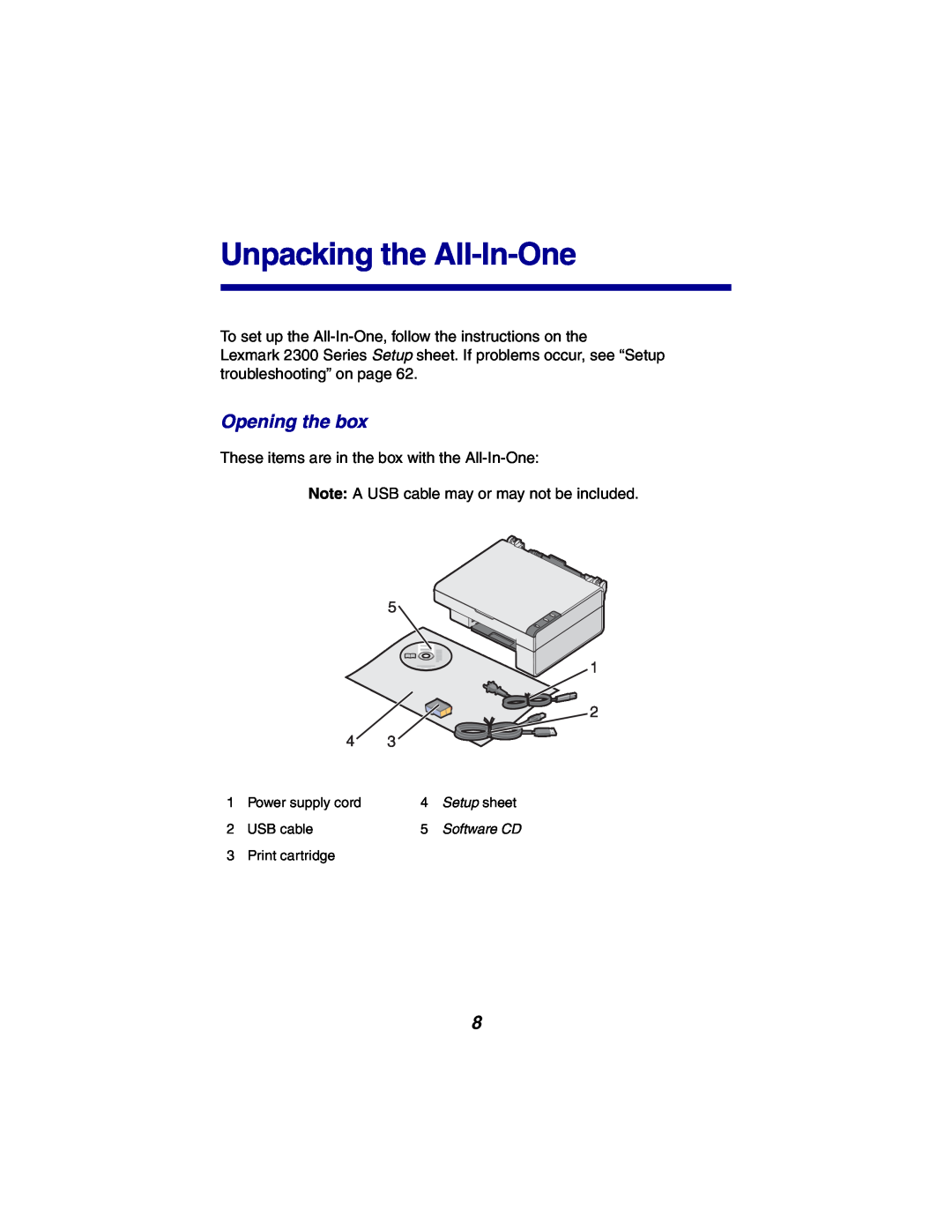 Lexmark X2300 Series manual Unpacking the All-In-One, Opening the box 