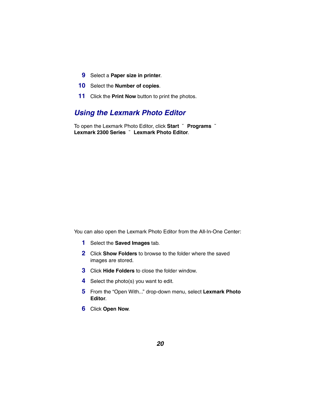 Lexmark X2300 Series manual Using the Lexmark Photo Editor 