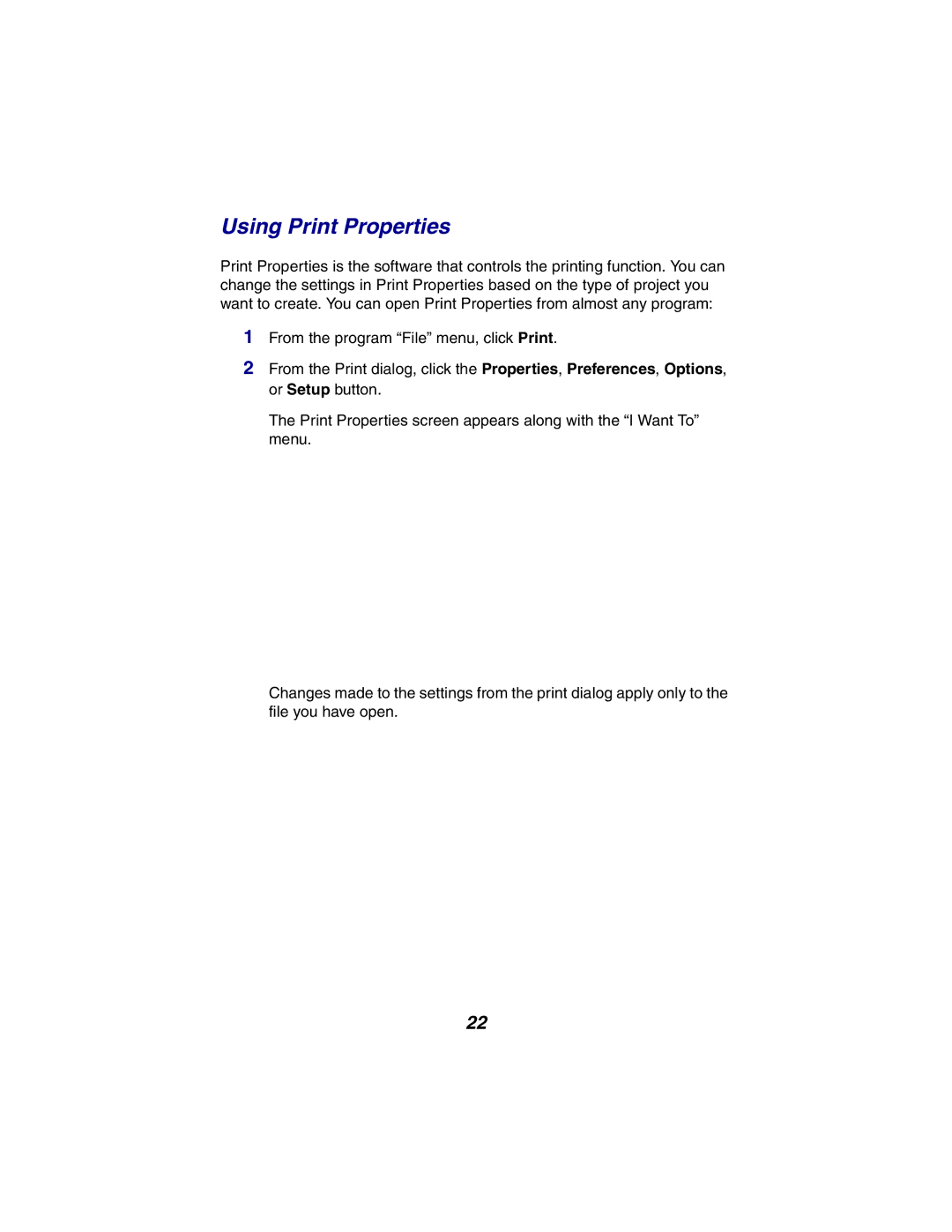 Lexmark X2300 Series manual Using Print Properties 