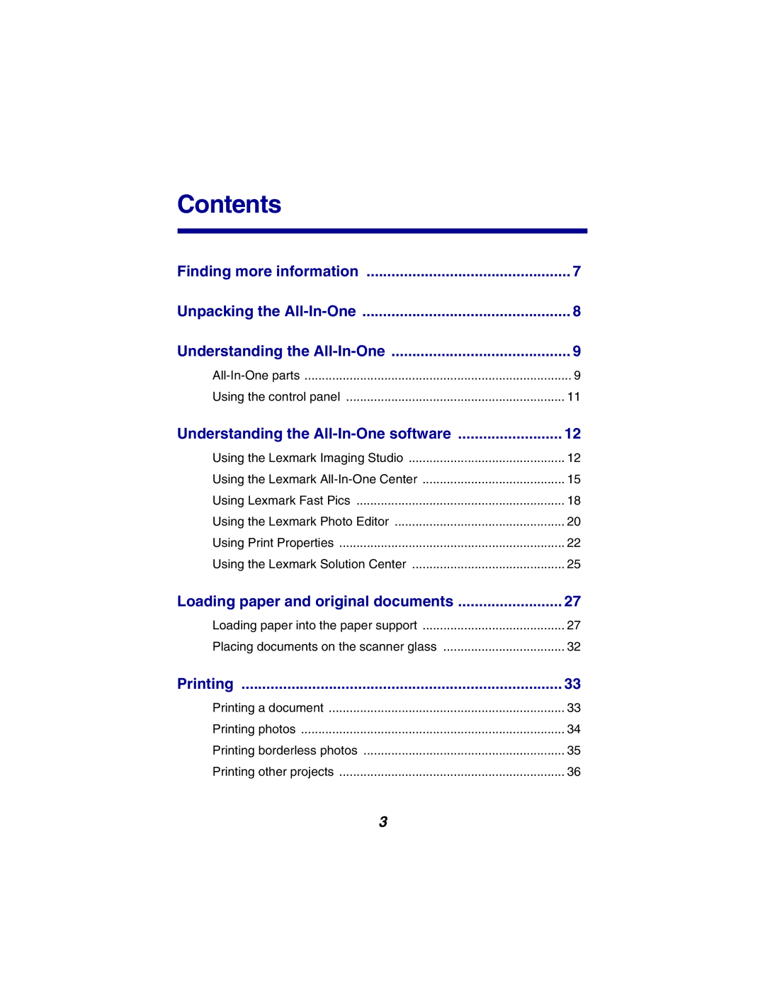 Lexmark X2300 Series manual Contents 