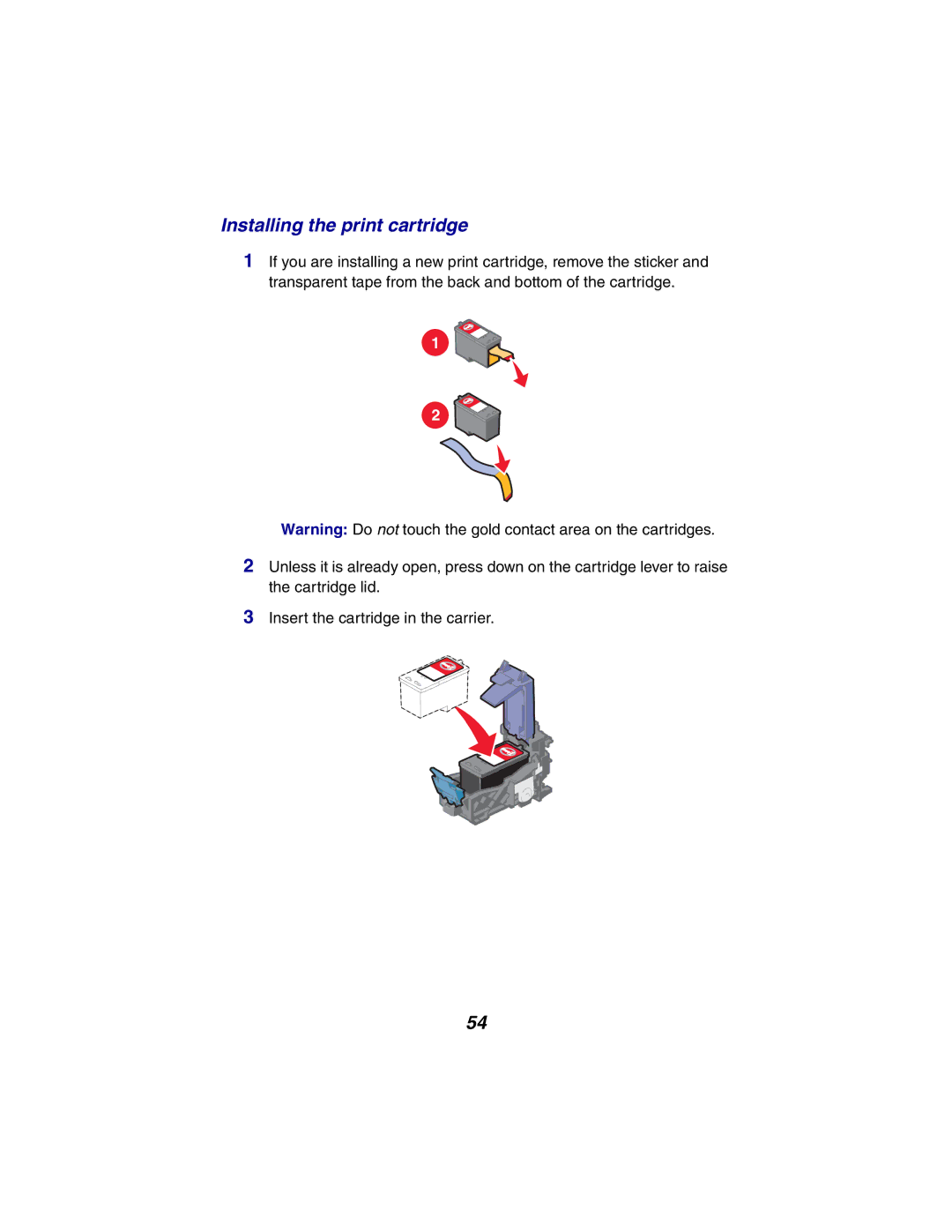 Lexmark X2300 Series manual Installing the print cartridge 