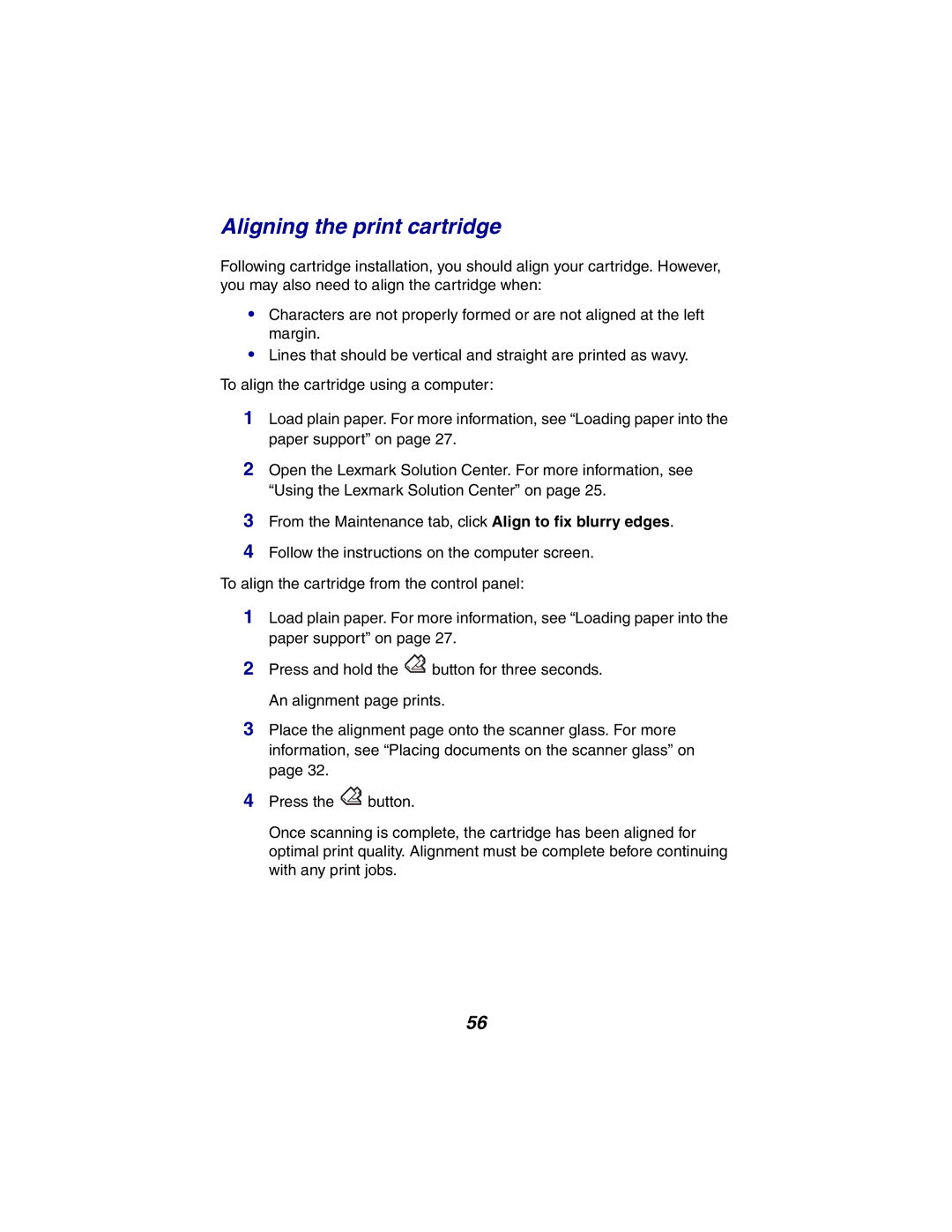 Lexmark X2300 Series manual Aligning the print cartridge 