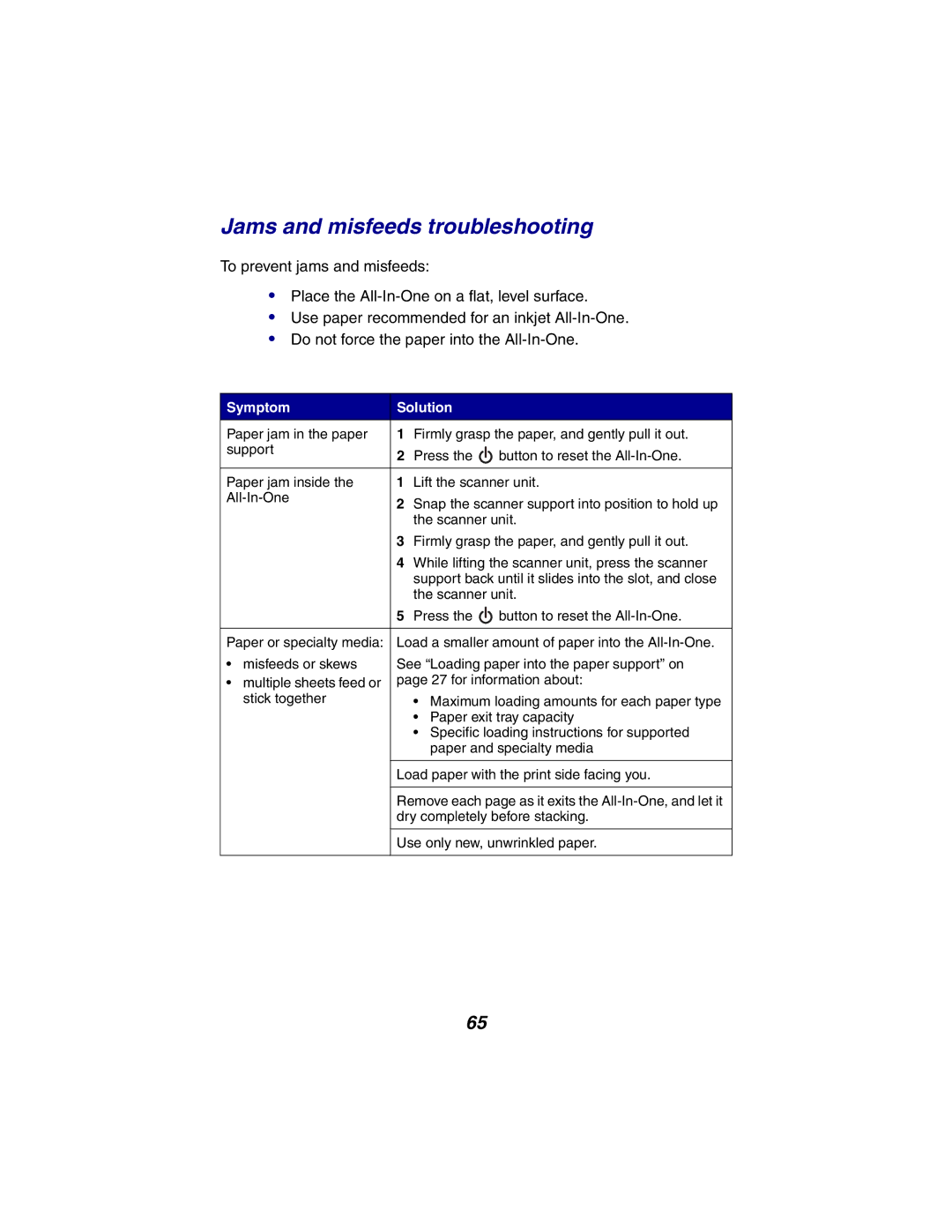 Lexmark X2300 Series manual Jams and misfeeds troubleshooting 