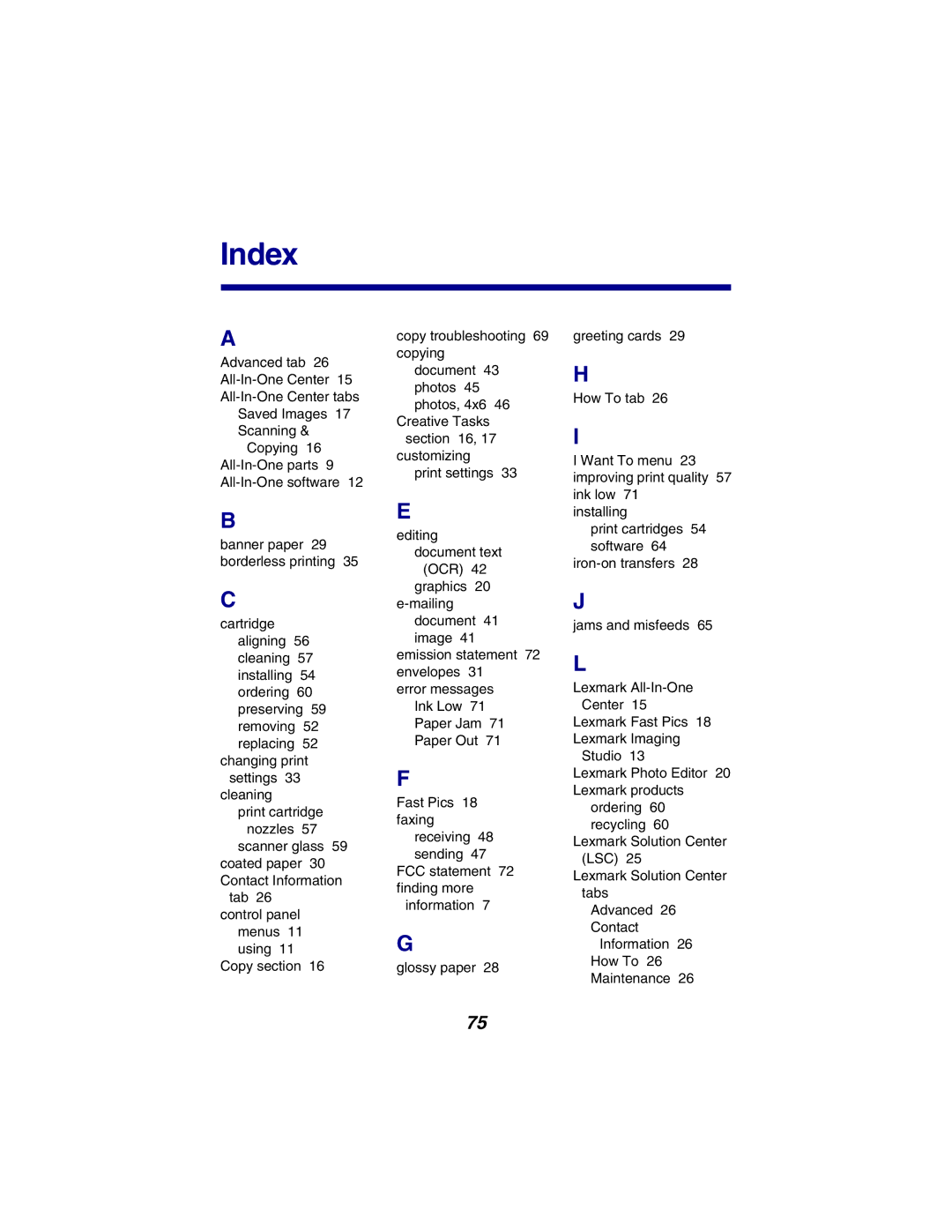 Lexmark X2300 Series manual Index 