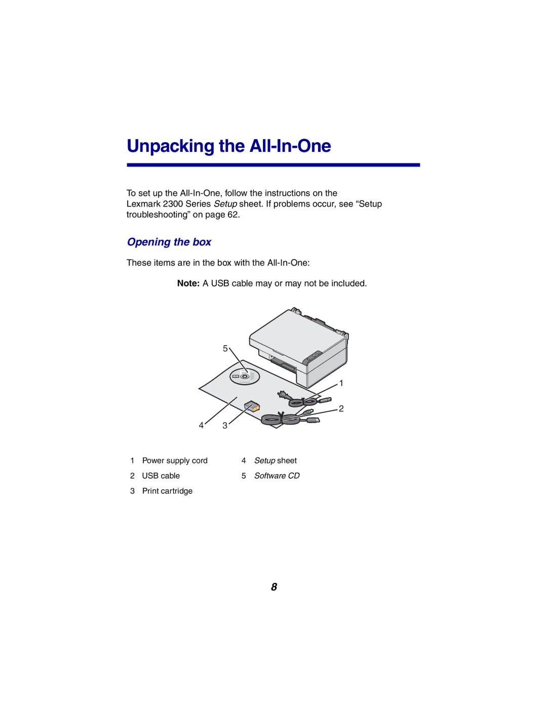 Lexmark X2300 Series manual Unpacking the All-In-One, Opening the box 