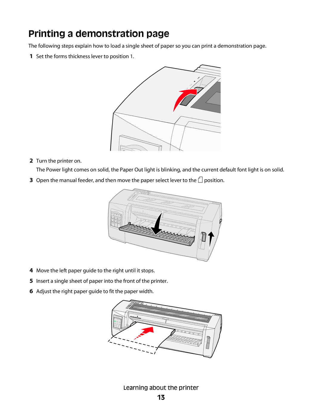 Lexmark X2500 manual Printing a demonstration 