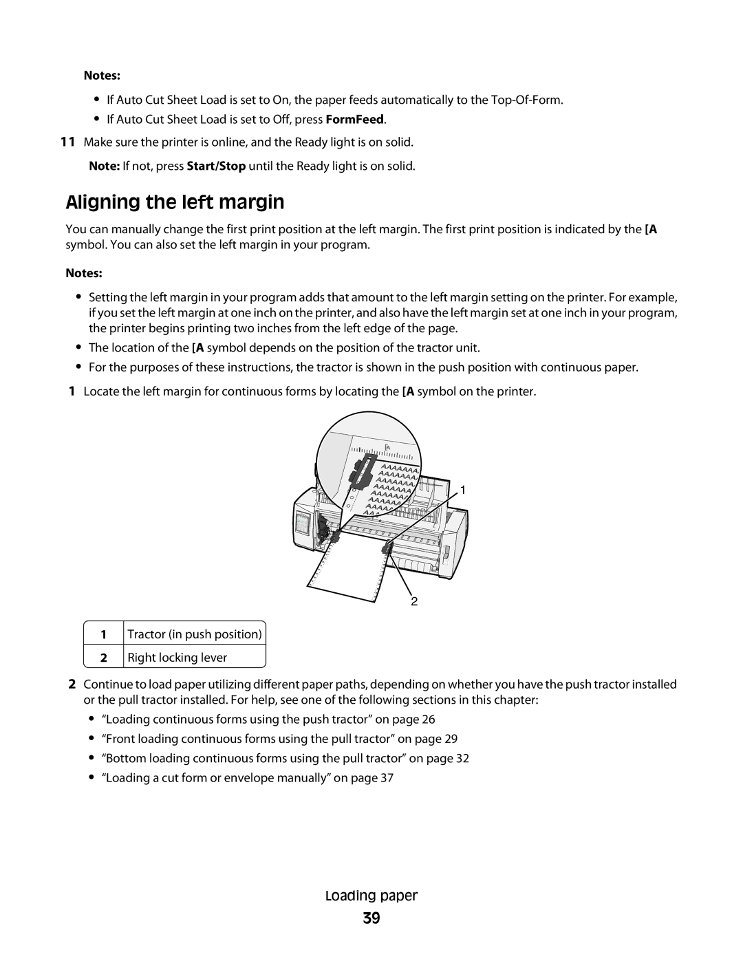 Lexmark X2500 manual Aligning the left margin 