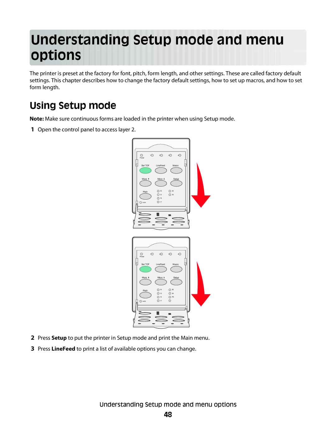 Lexmark X2500 manual Understanding Setup mode and menu options, Using Setup mode 