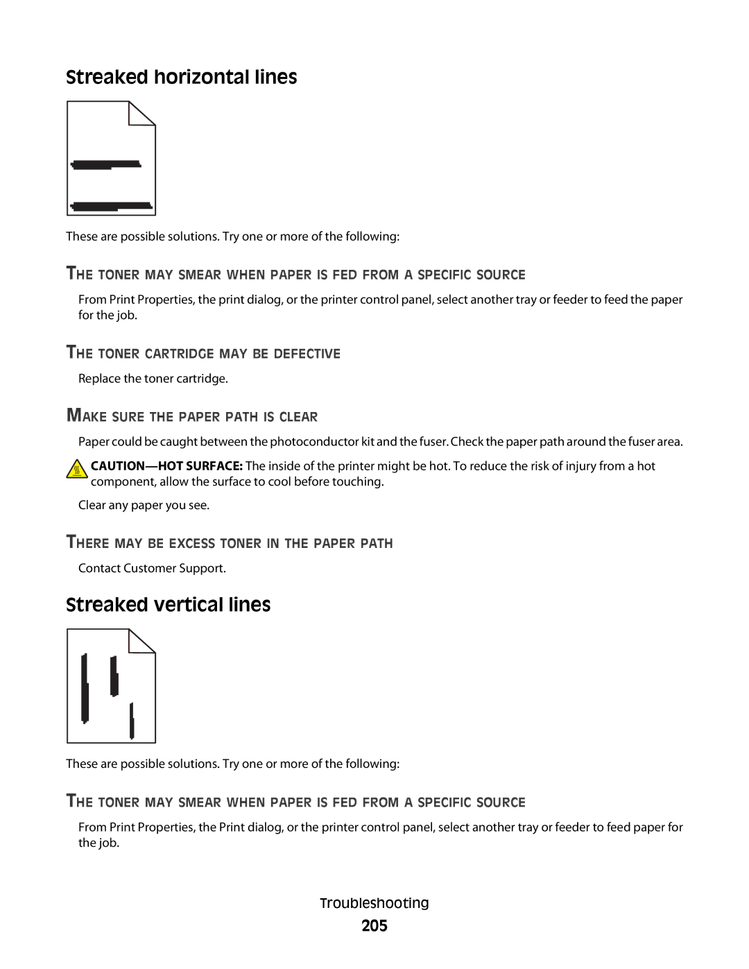 Lexmark dn2, X363dn, d02, gd2, gd1, dn1, d01, 4549, 7013, 4564, 43W, 436, 231 Streaked horizontal lines, Streaked vertical lines, 205 