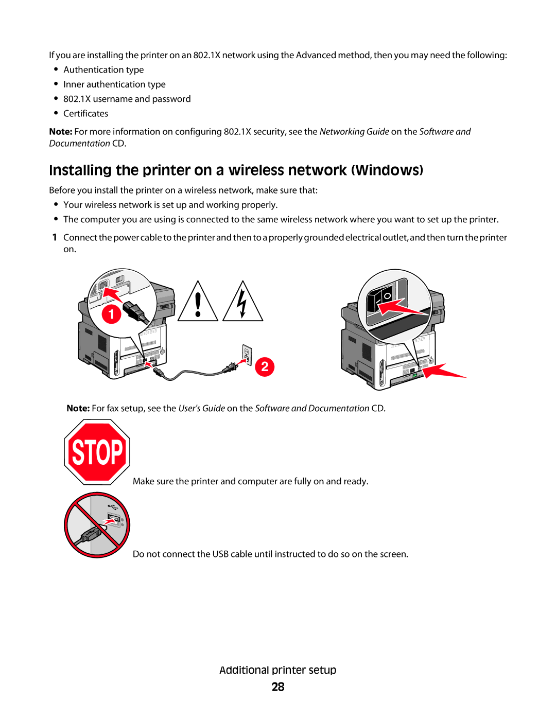 Lexmark 7013, X363dn, d02, gd2, gd1, dn1, dn2, d01, 4549, 4564, 43W, 436, 231 Installing the printer on a wireless network Windows 