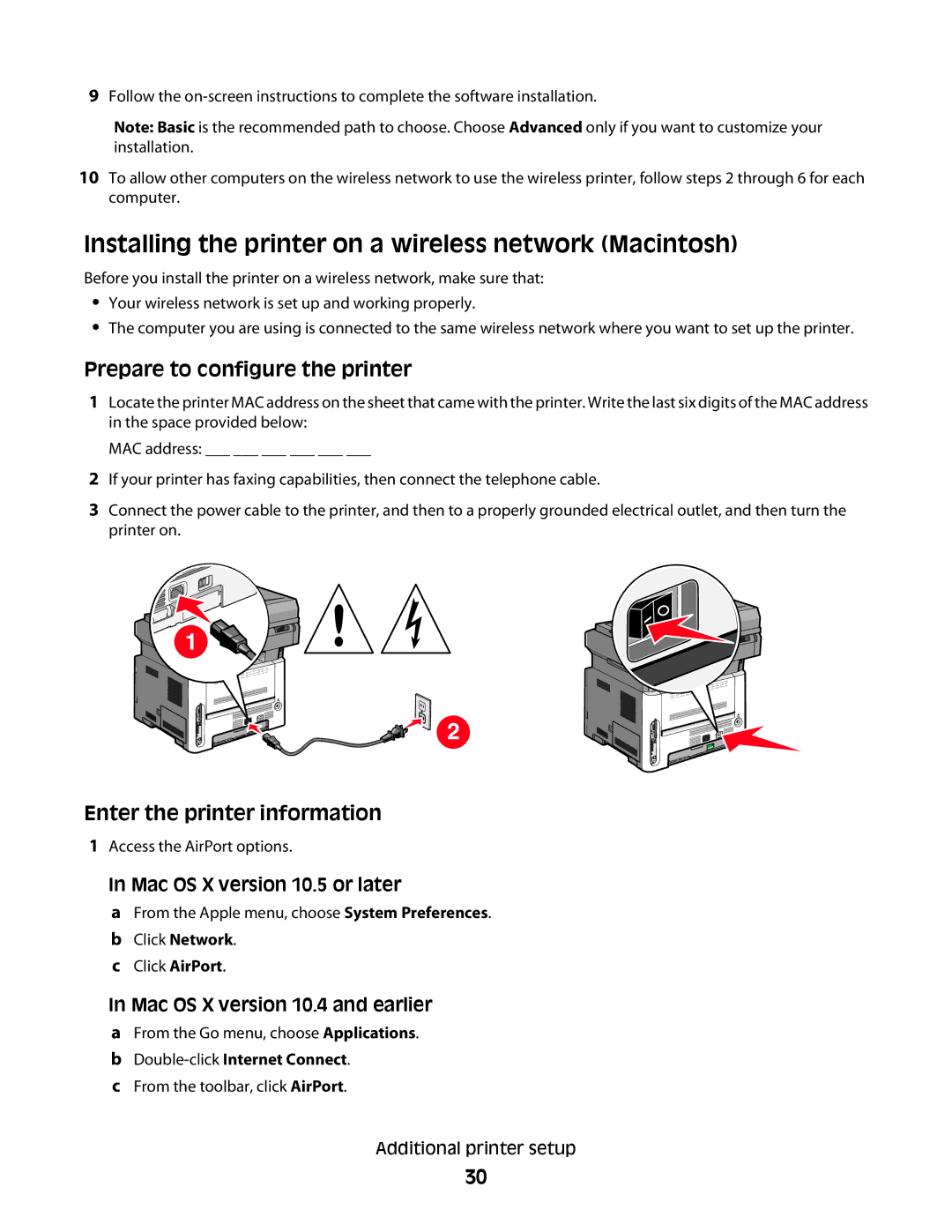 Lexmark 43W, X363dn, d02, gd2, gd1 Installing the printer on a wireless network Macintosh, Prepare to configure the printer 