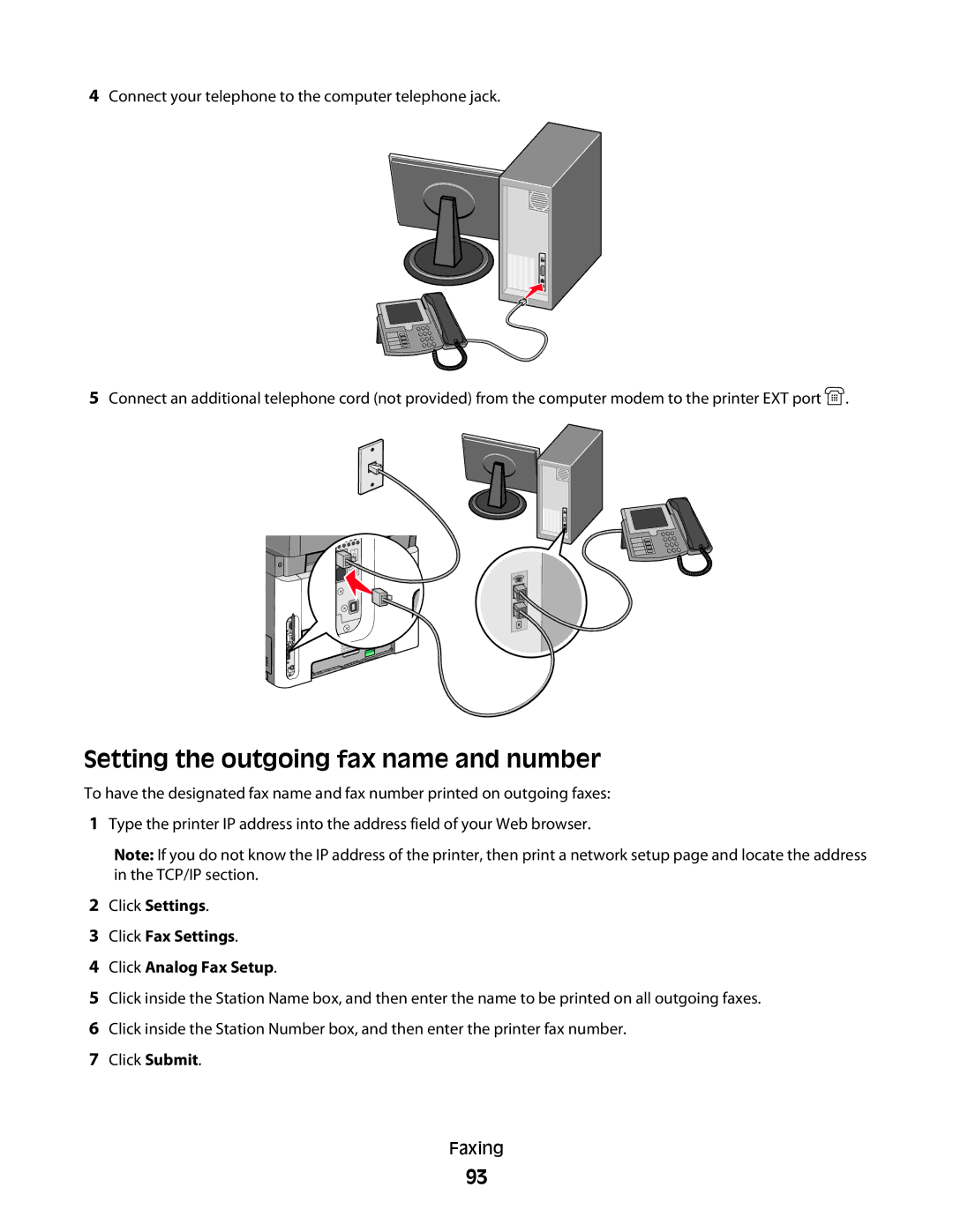 Lexmark 231, X363dn, d02, gd2, gd1, dn1, dn2, d01, 4549, 7013, 4564, 43W, 436, 13B0633, 432 Setting the outgoing fax name and number 