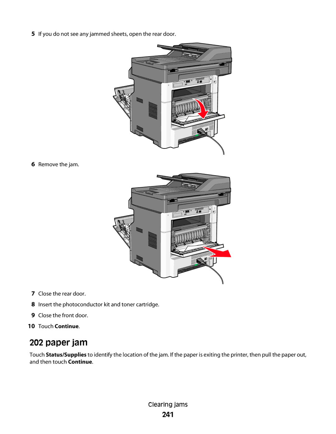 Lexmark 13C1102, X466de, X464de, 431, 63W, 636, g02, g12, g11, g01, hn2, hn1, wh2, wh1, n11, n12, X46X, X466dte, 13C1265 Paper jam, 241 