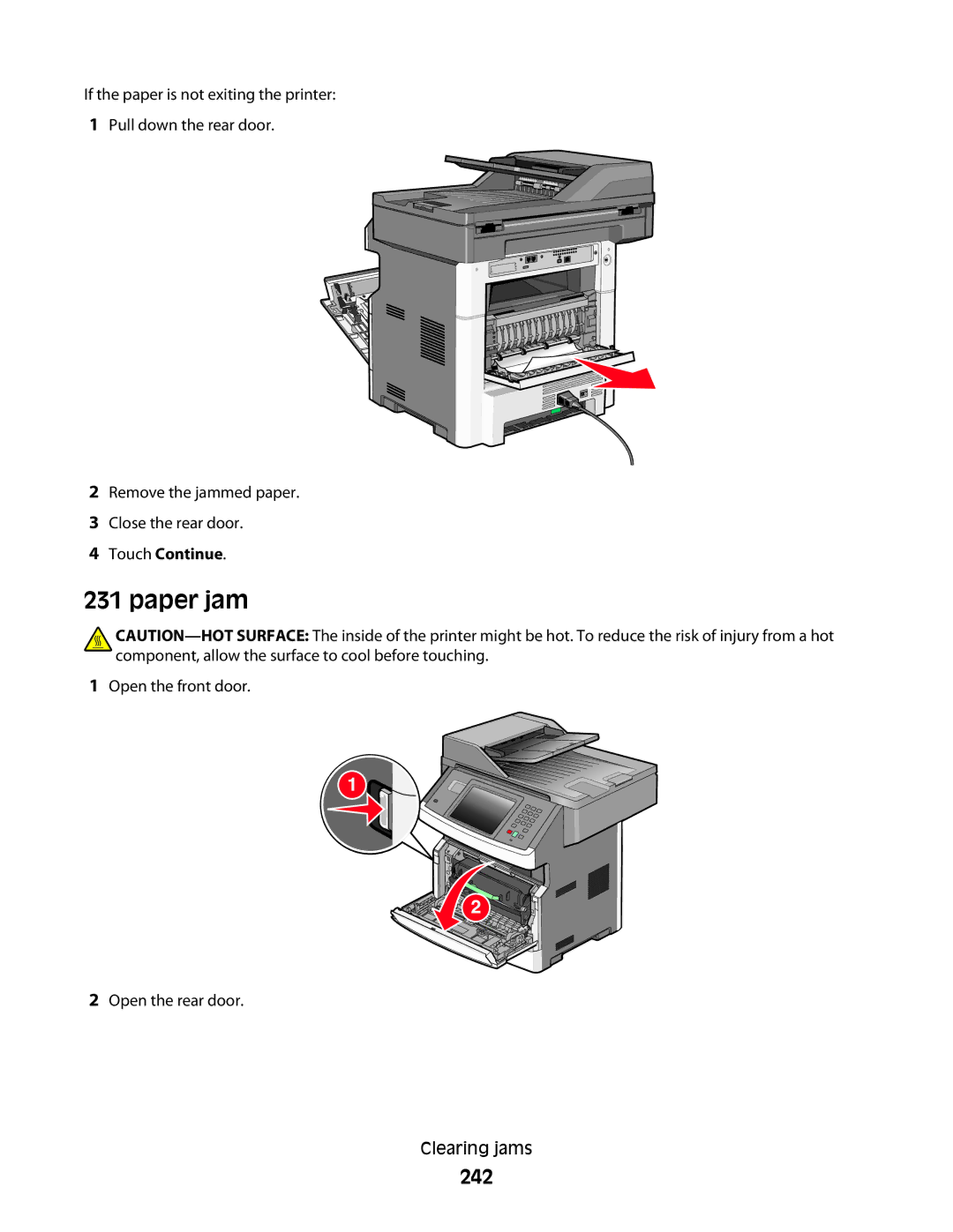 Lexmark X466de, X464de, 431, 63W, 636, g02, g12, g11, g01, hn2, hn1, wh2, wh1, n11, n12, X46X, X466dte, 13C1265, 13C0086, 13C1262 manual 242 