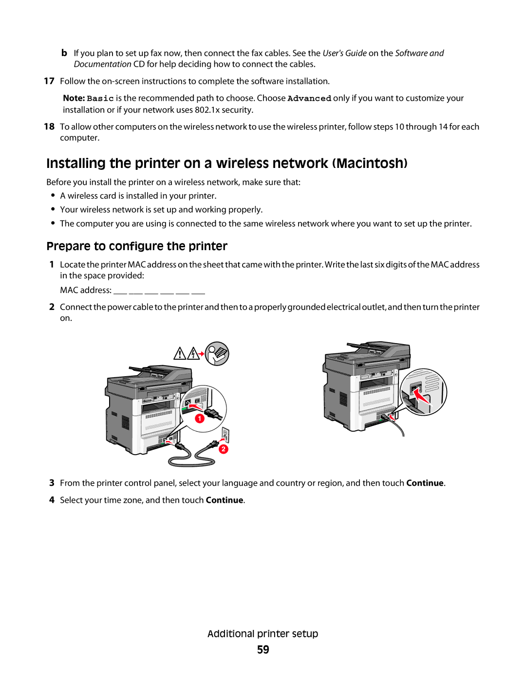 Lexmark X46X, X466de, X464de, 431 Installing the printer on a wireless network Macintosh, Prepare to configure the printer 