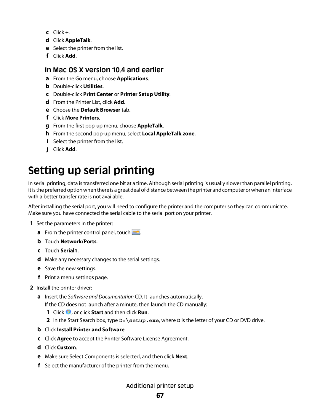 Lexmark X464de, X466de, 431, 63W, 636, g02, g12, g11, g01, hn2, hn1, wh2, wh1, n11, n12 Setting up serial printing, Touch Network/Ports 