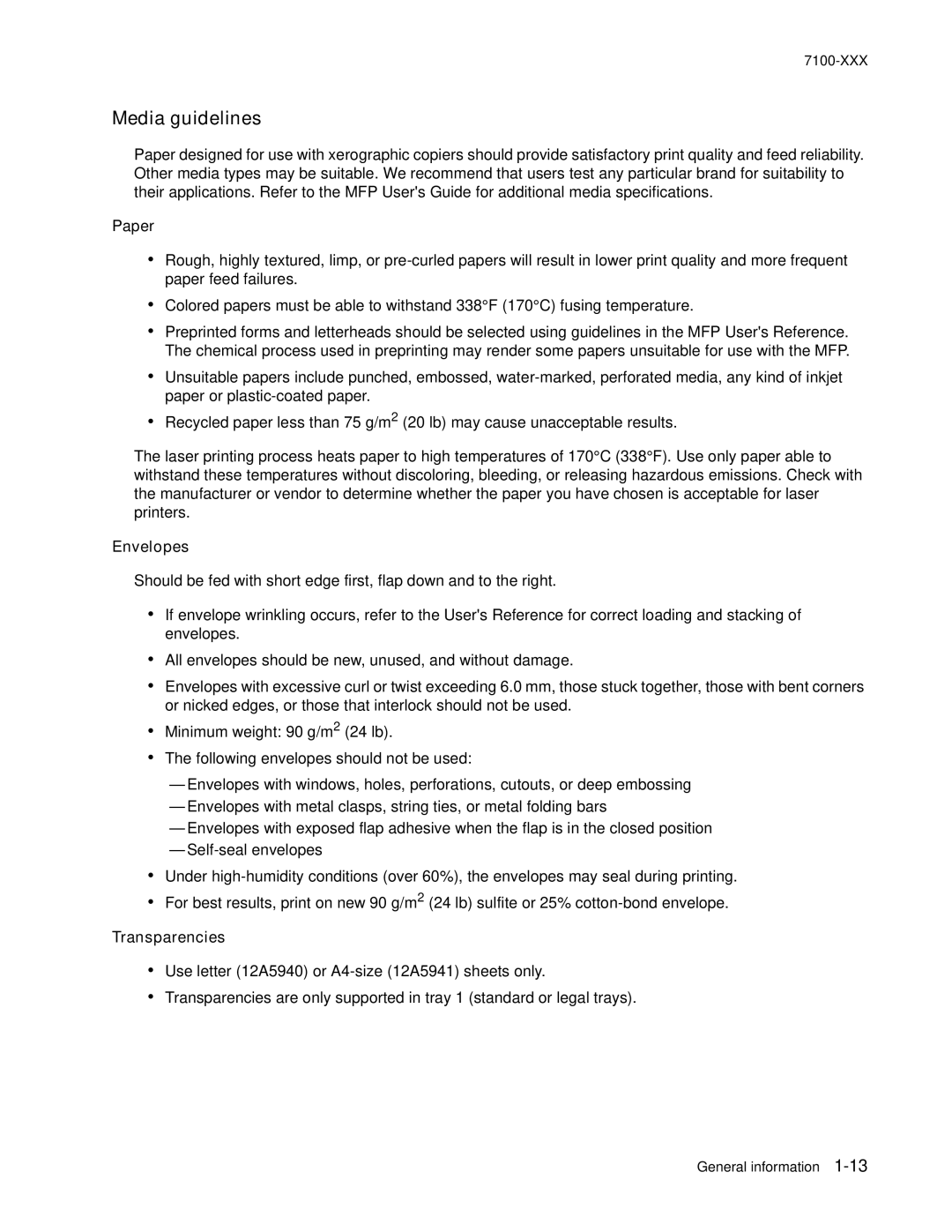 Lexmark X500n manual Media guidelines, Paper, Envelopes, Transparencies 