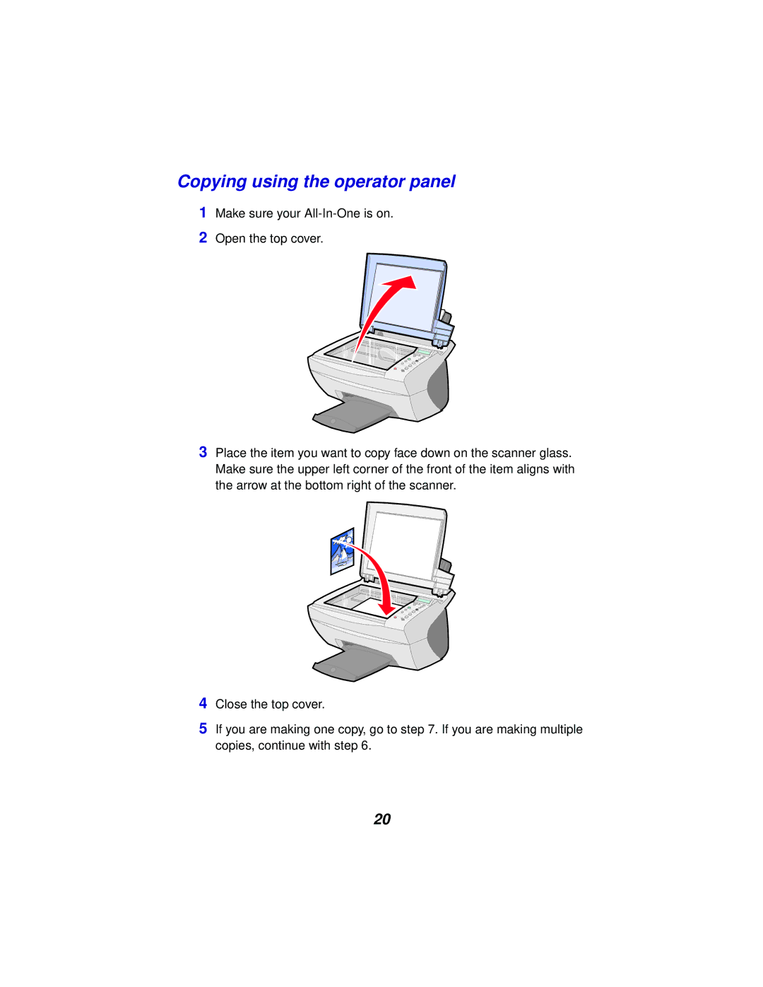 Lexmark x5100 manual Copying using the operator panel 