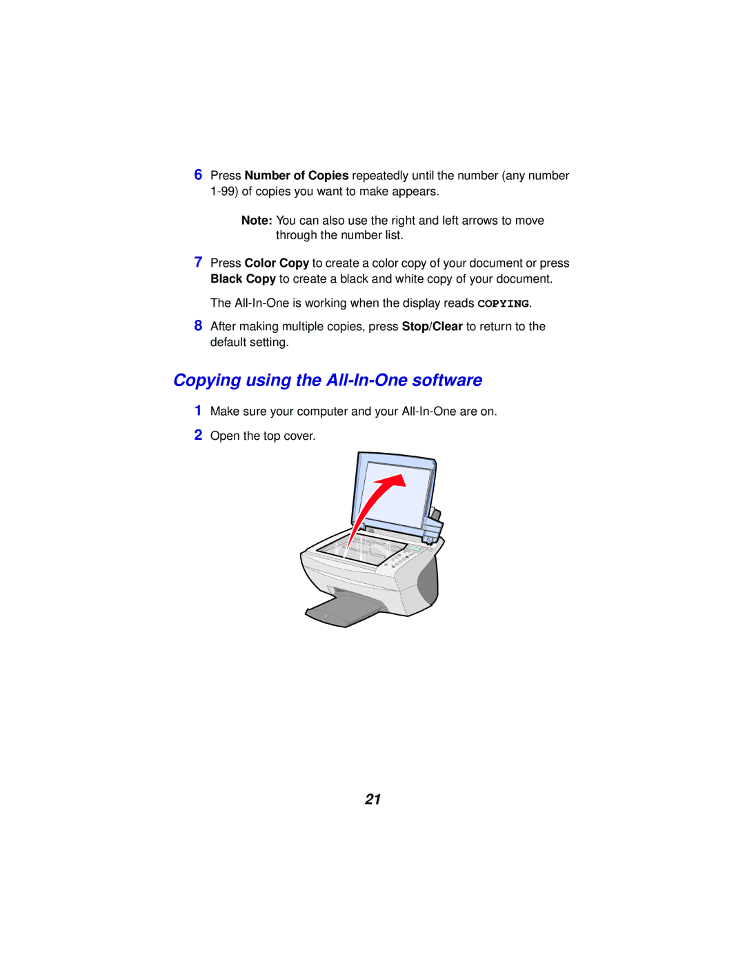 Lexmark x5100 manual Copying using the All-In-One software 