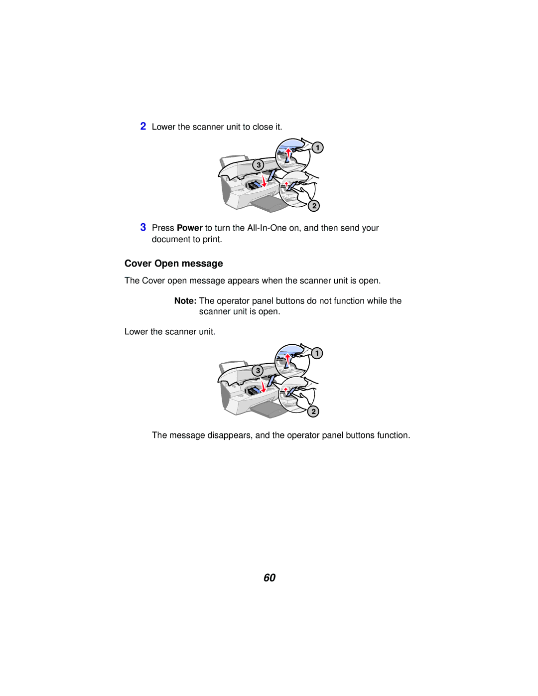 Lexmark x5100 manual Cover Open message 