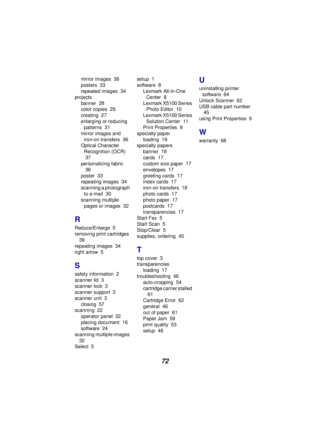 Lexmark x5100 manual Pages or images 