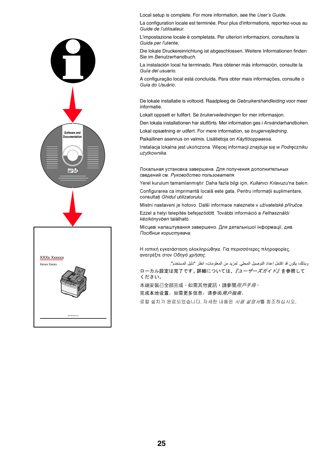 Lexmark X54x setup guide 完成本地设置。如需更多信息，请参阅用户指南。 