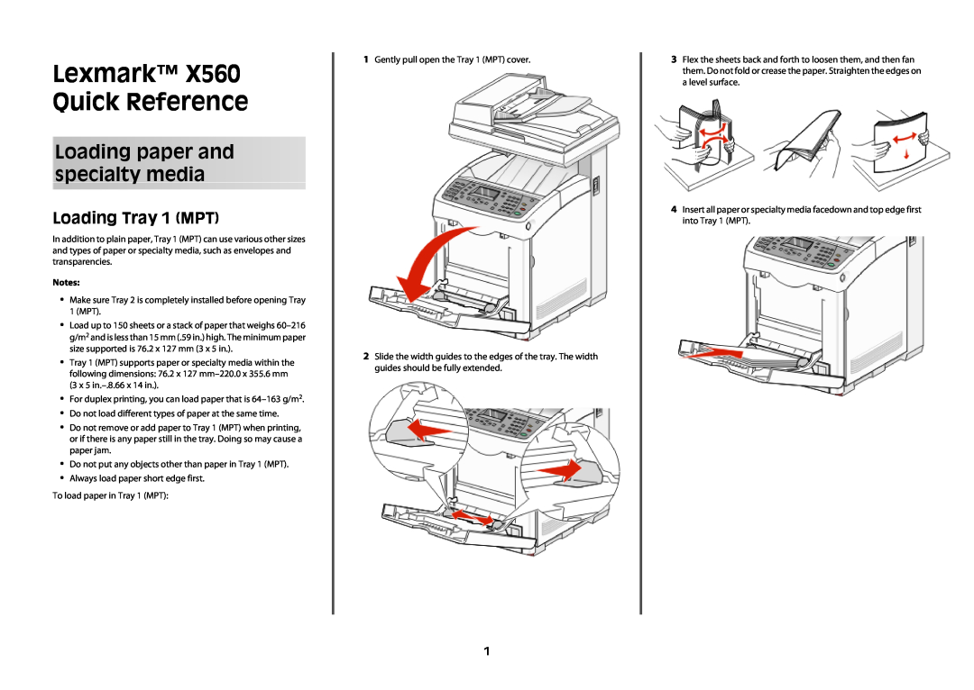 Lexmark x560 manual Avoiding jams, Understanding jam messages and locations, Clearing Tray 1 MPT jams 